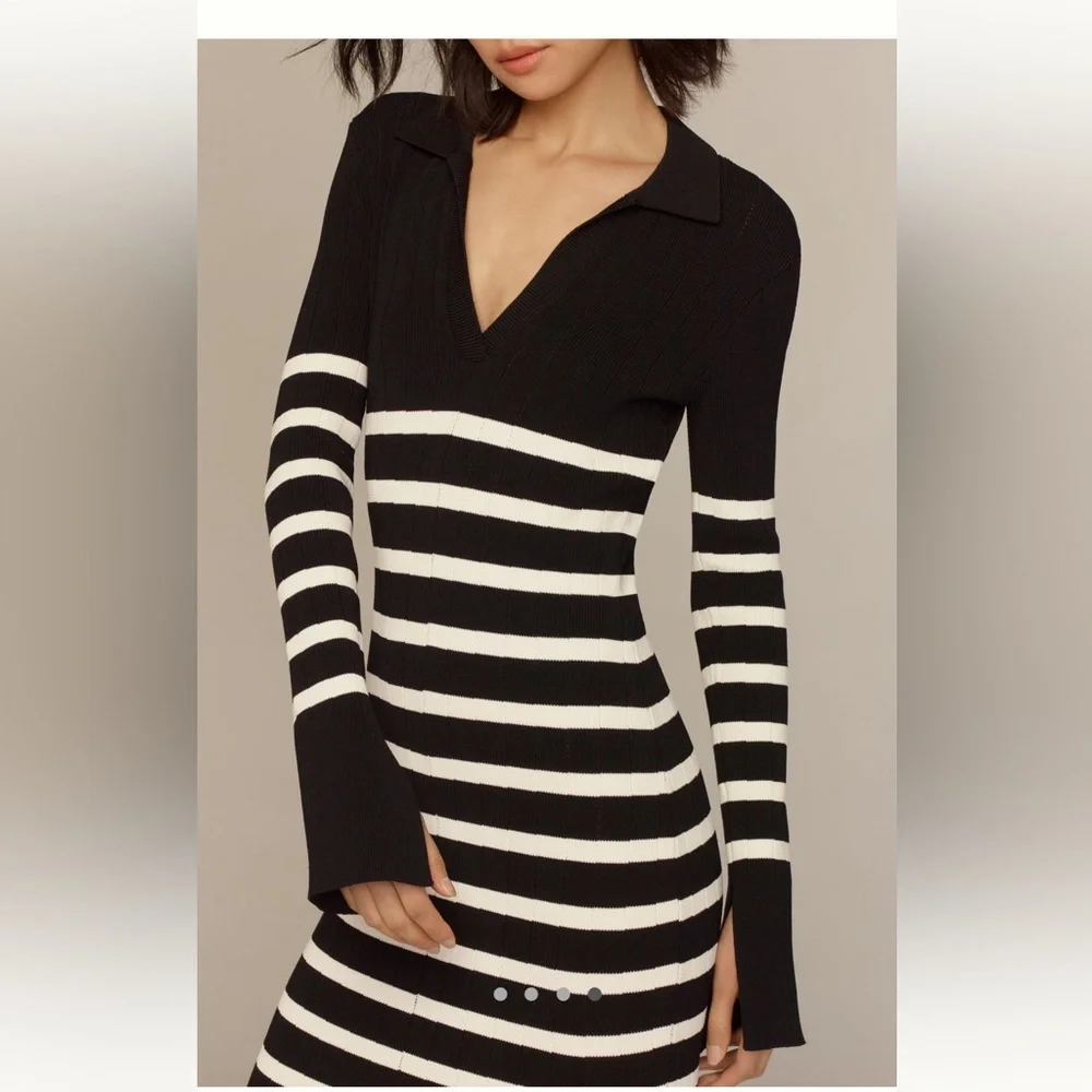 NWT English factory Black and White Striped Dress - Picture 4 of 6